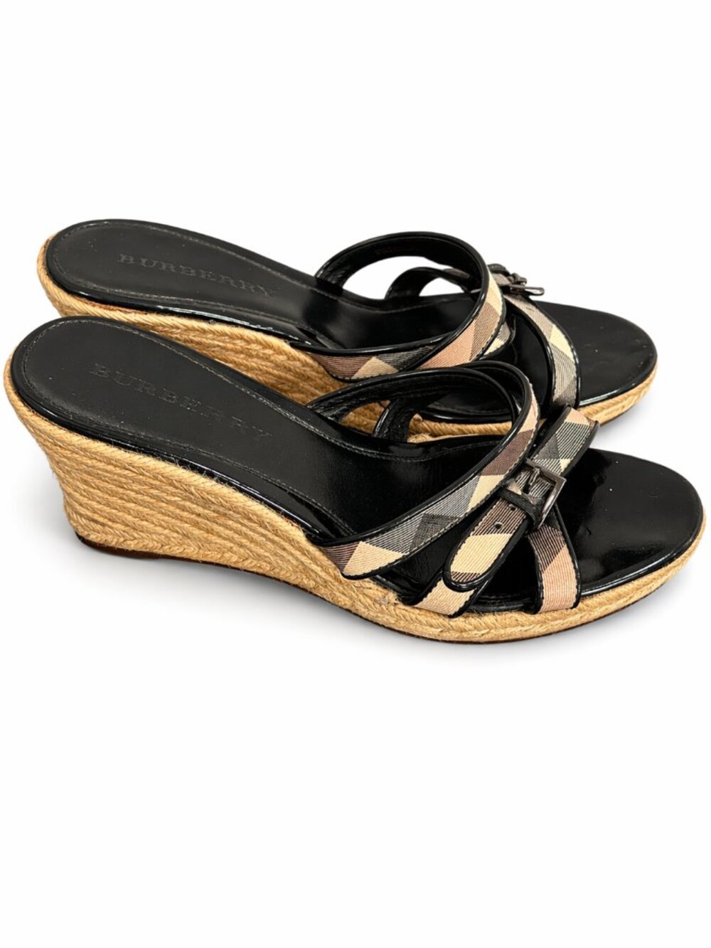 Burberry Espadrille Wedge Sandals Nova Check Size 41 | Plaid Strap Designer Heel